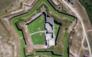 drone shot of Fort Morgan