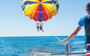 couple parasailing